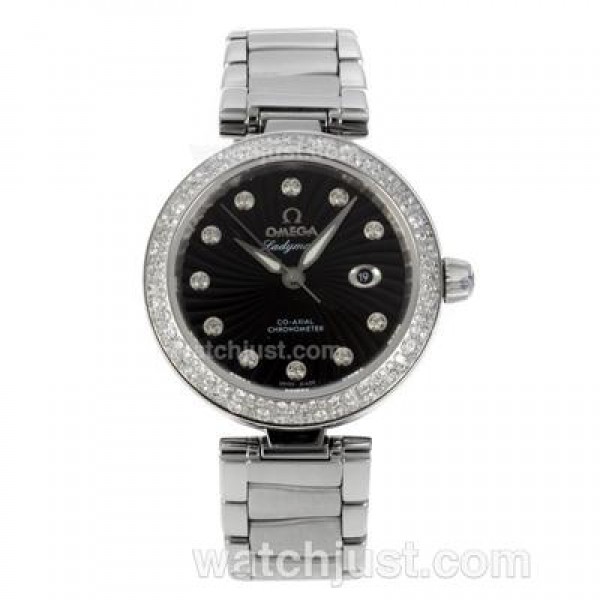 Best Quality Omega Ladymatic Replica Watches With Black Dials For Women