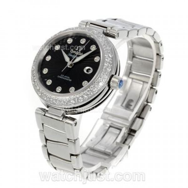 Best Quality Omega Ladymatic Replica Watches With Black Dials For Women
