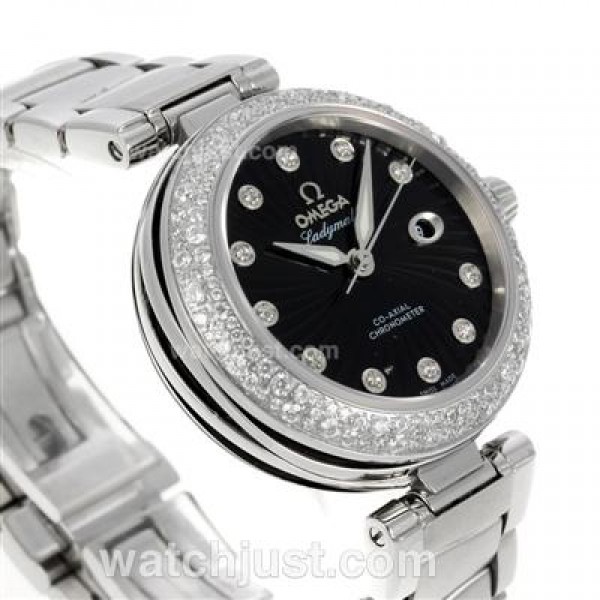 Best Quality Omega Ladymatic Replica Watches With Black Dials For Women