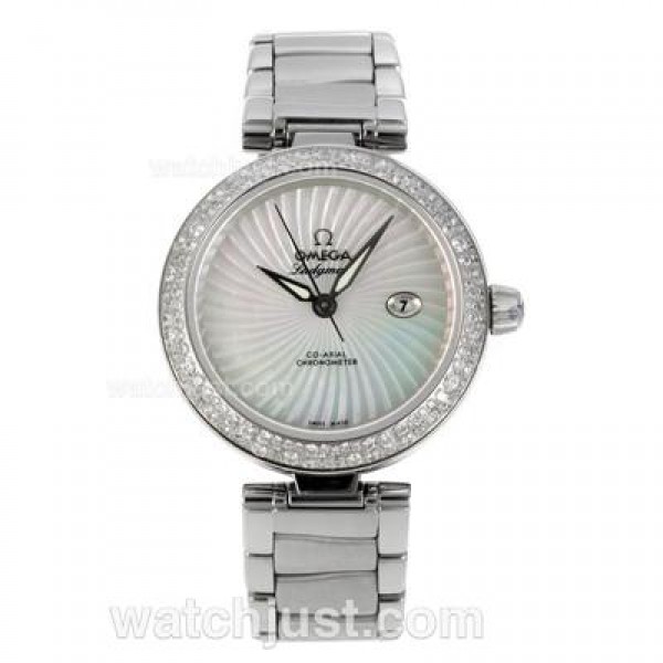 Best Qualtiy Fake Omega Ladymatic Watches With White Dials For Women