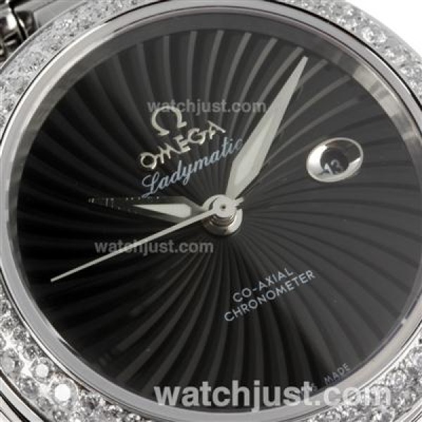 AAA Quality Omega Ladymatic Replica Watches With Black Dials For Women