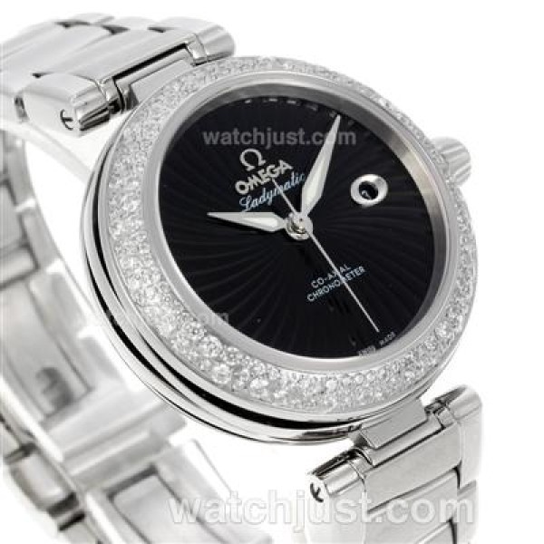 AAA Quality Omega Ladymatic Replica Watches With Black Dials For Women
