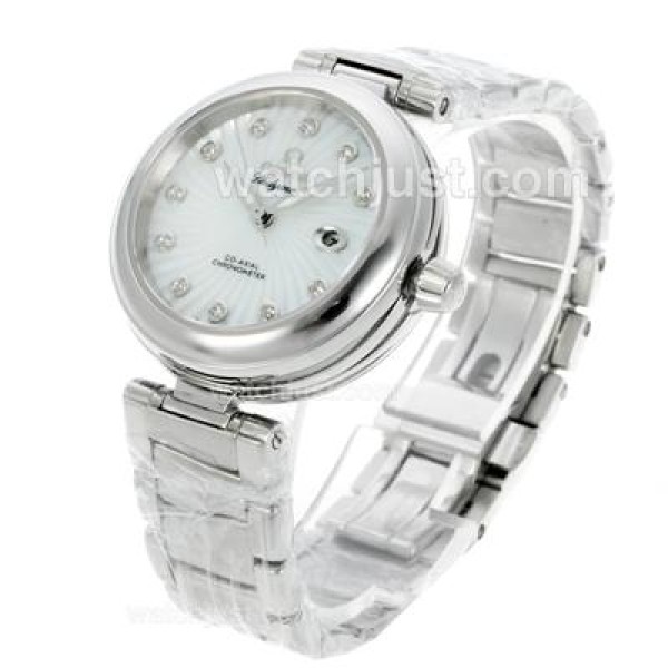 Omega Ladymatic Automatic Diamond Markers with White Dial S/S-Same Chassis as ETA Version