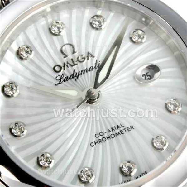 Omega Ladymatic Automatic Diamond Markers with White Dial S/S-Same Chassis as ETA Version