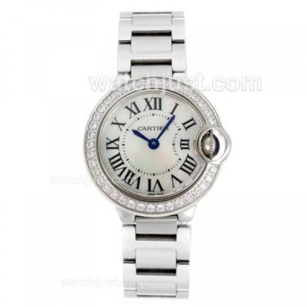 Cartier Ballon bleu de Cartier Swiss ETA Movement Diamond Bezel with MOP Dial S/S-Lady Size