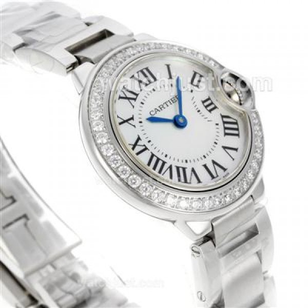 Cartier Ballon bleu de Cartier Swiss ETA Movement Diamond Bezel with MOP Dial S/S-Lady Size