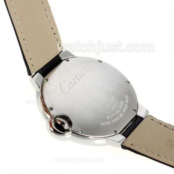 Cartier Ballon bleu de Cartier Automatic Roman Marker with Black Dial-Leather Strap