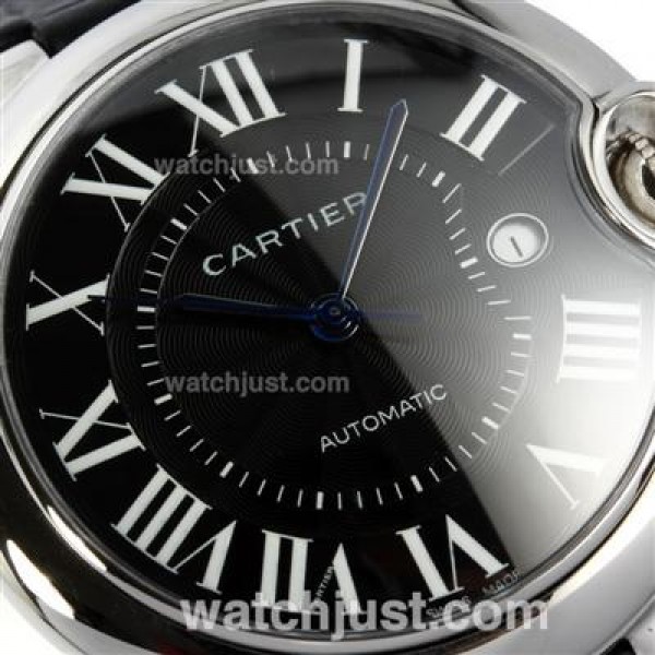 Cartier Ballon bleu de Cartier Automatic Roman Marker with Black Dial-Leather Strap