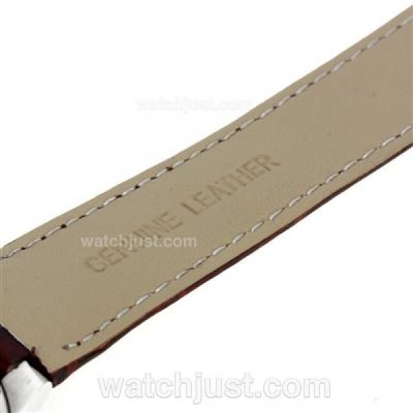 Cartier Ballon bleu de Cartier Roman Marker Diamond Bezel with White Dial-Leather Strap