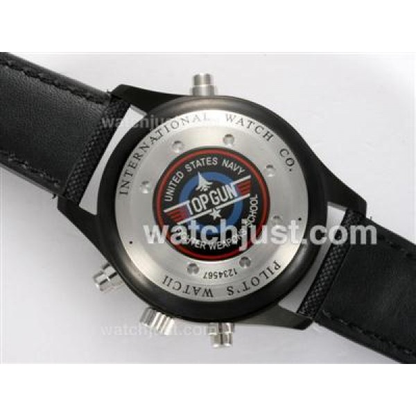 IWC Fliegeruhr Doppel Chronograph Swiss Valjoux 7750 Movement PVD Case with Black Dial-AR Coating