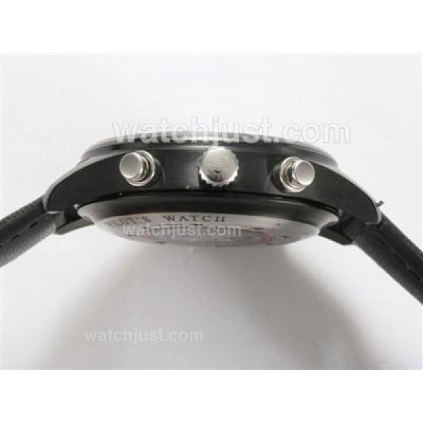 IWC Fliegeruhr Doppel Chronograph Swiss Valjoux 7750 Movement PVD Case with Black Dial-AR Coating