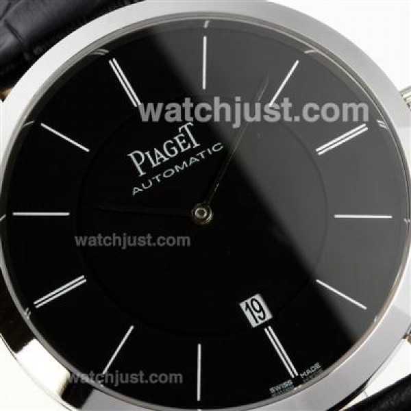 Piaget Altiplano Automatic Stick Markers with Black Dial-Leather Strap