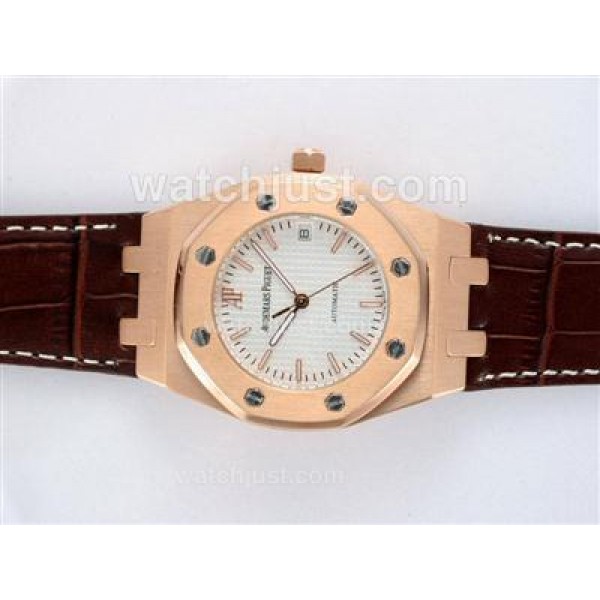 Audemars Piguet Royal Oak Automatic Rose Gold Case with White Dial