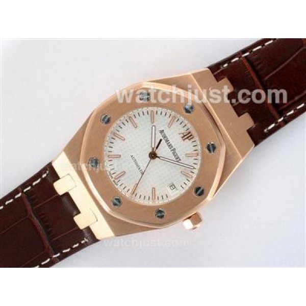 Audemars Piguet Royal Oak Automatic Rose Gold Case with White Dial