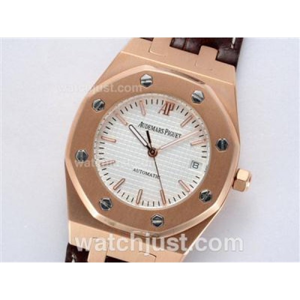Audemars Piguet Royal Oak Automatic Rose Gold Case with White Dial