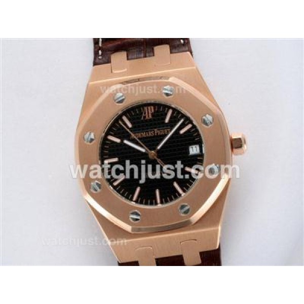 Audemars Piguet Royal Oak Automatic Rose Gold Case with Black Dial