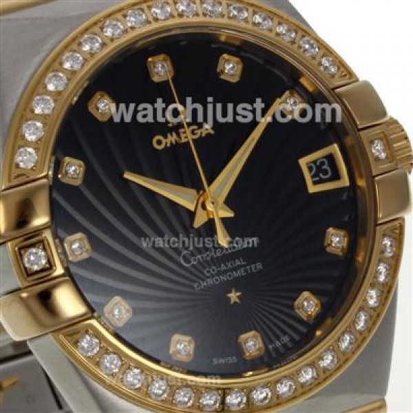 AAA Quality Omega Constellation Replica Watches With Black Dials And Gold & Steel Cases For Men