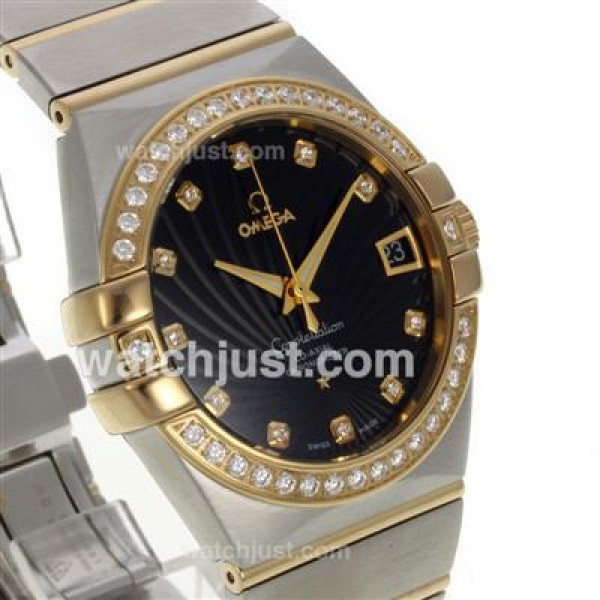 AAA Quality Omega Constellation Replica Watches With Black Dials And Gold & Steel Cases For Men