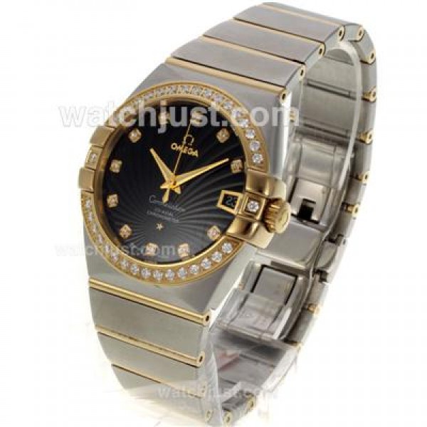 AAA Quality Omega Constellation Replica Watches With Black Dials And Gold & Steel Cases For Men