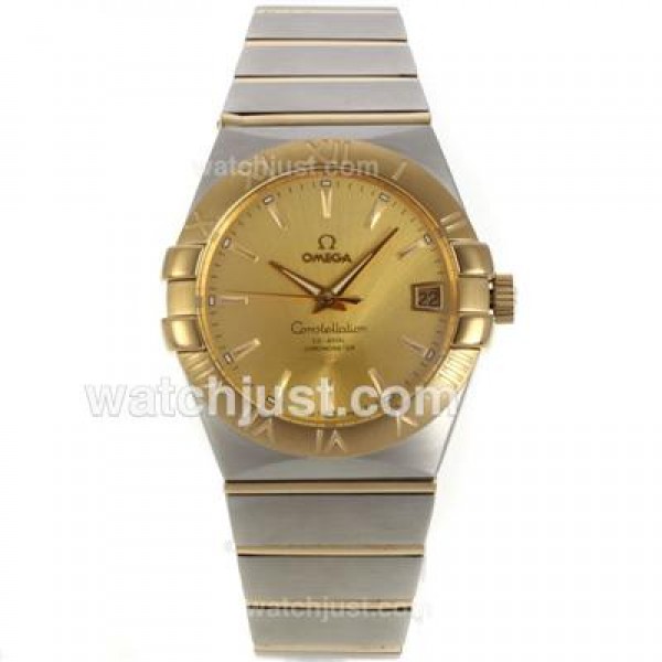 UK AAA Quality Omega Constellation Replica Watches With Golden Dials For Sale
