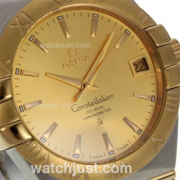UK AAA Quality Omega Constellation Replica Watches With Golden Dials For Sale