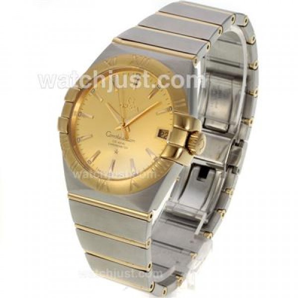 UK AAA Quality Omega Constellation Replica Watches With Golden Dials For Sale