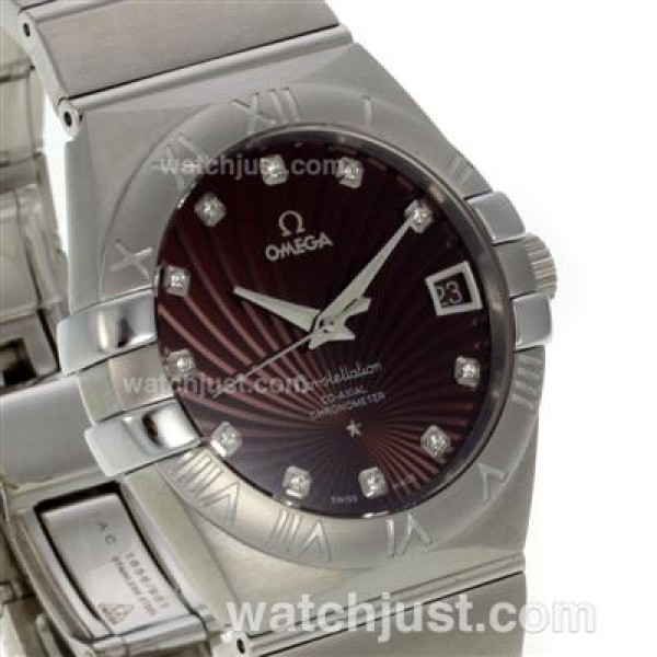 UK Swiss Movement Omega Constellation Replica Watches With Brown Dials For Women
