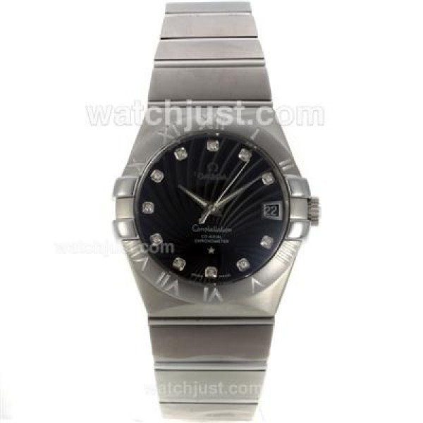 UK AAA Quality Omega Constellation Replica Watches With Black Dials For Men