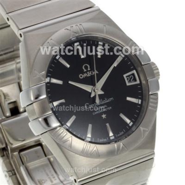 UK Top Quality Omega Constellation Replica Watches With Black Dials For Men