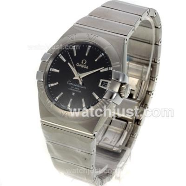 UK Top Quality Omega Constellation Replica Watches With Black Dials For Men
