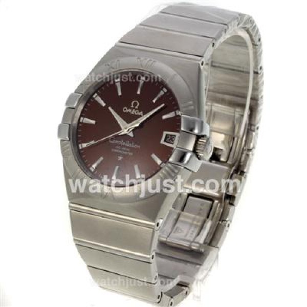 UK AAA Quality Omega Constellation Fake Watches With Brown Dials For Sale