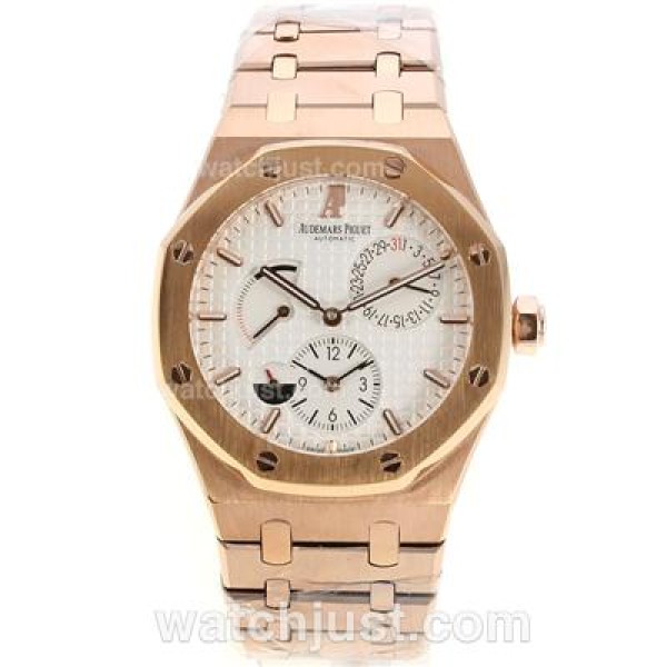 Audemars Piguet Jules Audemars Working Power Reserve Automatic Full Rose Gold with White Dial-18 Plated Gold Movement
