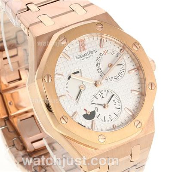 Audemars Piguet Jules Audemars Working Power Reserve Automatic Full Rose Gold with White Dial-18 Plated Gold Movement