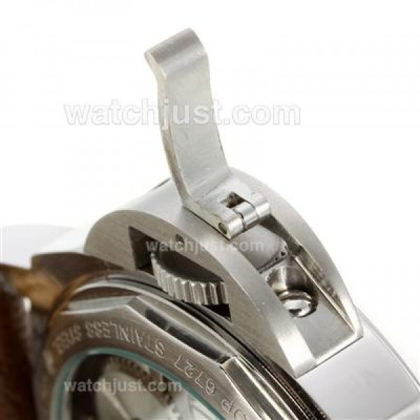 Panerai Luminor Marina Unitas 6497 Movement Swan Neck with White Dial-Coffee Leather Strap
