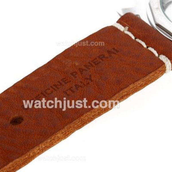 Panerai Luminor Marina Unitas 6497 Movement Swan Neck with White Dial-Brown Leather Strap