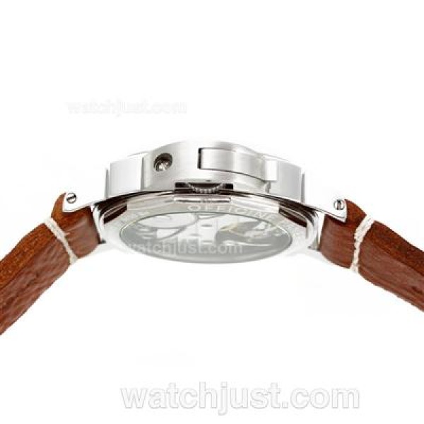 Panerai Luminor Marina Unitas 6497 Movement Swan Neck with White Dial-Brown Leather Strap
