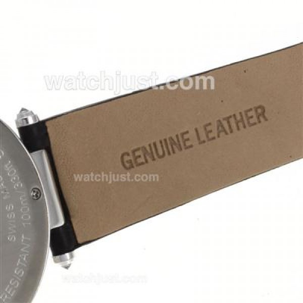 Cartier Panthere de Cartier Full Diamond Bezel with Black MOP Dial-Leather Strap