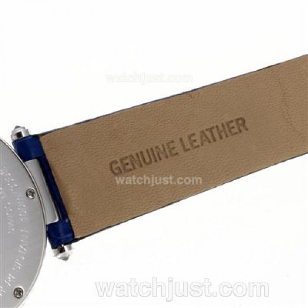 Cartier Panthere de Cartier Full Diamond Bezel with Blue MOP Dial-Leather Strap