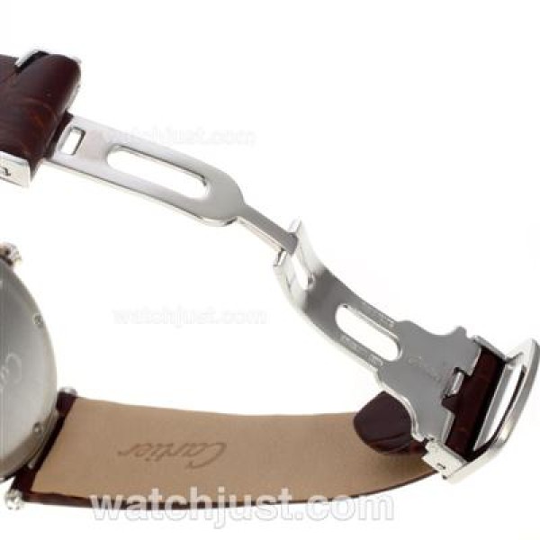 Cartier Panthere de Cartier Diamond Bezel with White MOP Dial-Leather Strap
