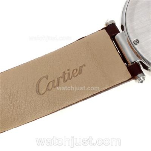 Cartier Panthere de Cartier Diamond Bezel with White MOP Dial-Leather Strap