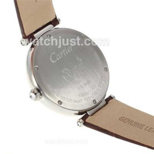 Cartier Panthere de Cartier Diamond Bezel with White MOP Dial-Leather Strap