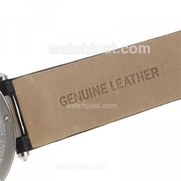 Cartier Panthere de Cartier Diamond Bezel with Black MOP Dial-Leather Strap