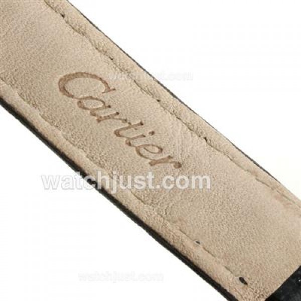 Cartier Ballon bleu de Cartier with White Dial-Black Leather Strap-Medium Size