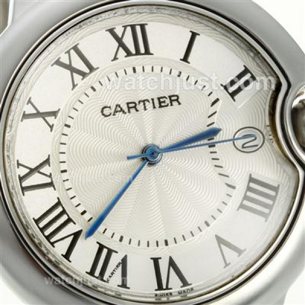 Cartier Ballon bleu de Cartier with White Dial-Black Leather Strap-Medium Size