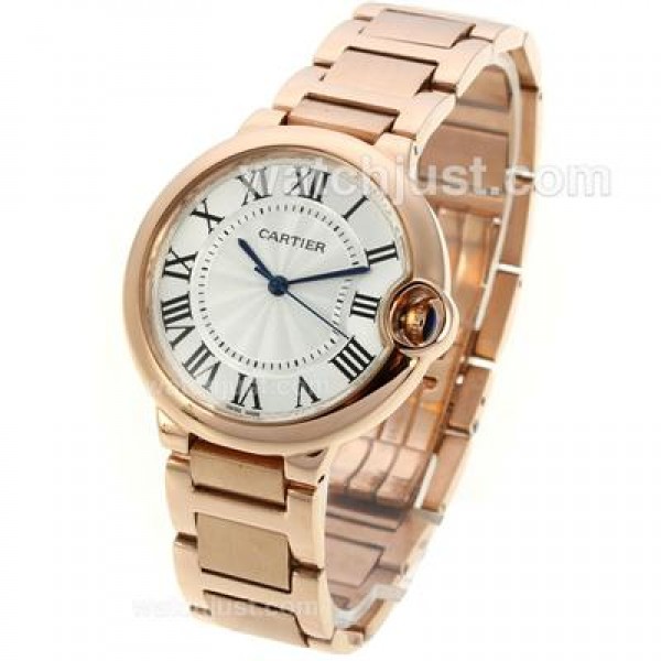 Cartier Ballon bleu de Cartier Full Rose Gold with White Dial-Sapphire Glass-Medium Size