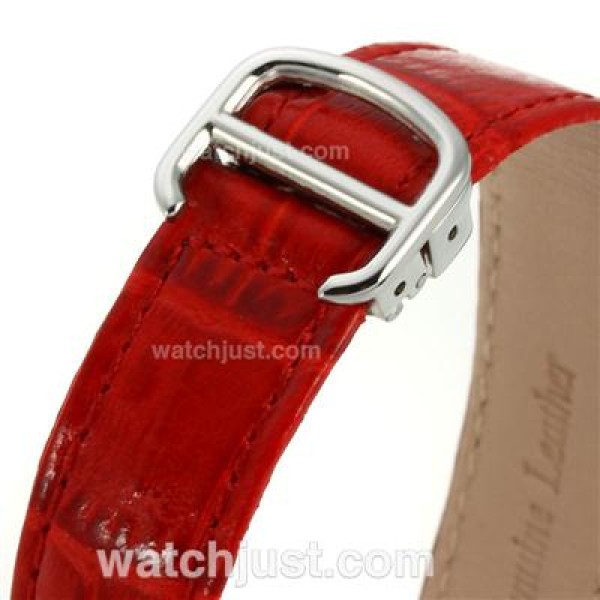 Cartier Ballon bleu de Cartier with White Dial-Red Leather Strap