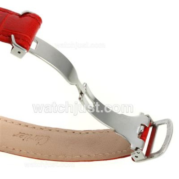 Cartier Ballon bleu de Cartier with White Dial-Red Leather Strap