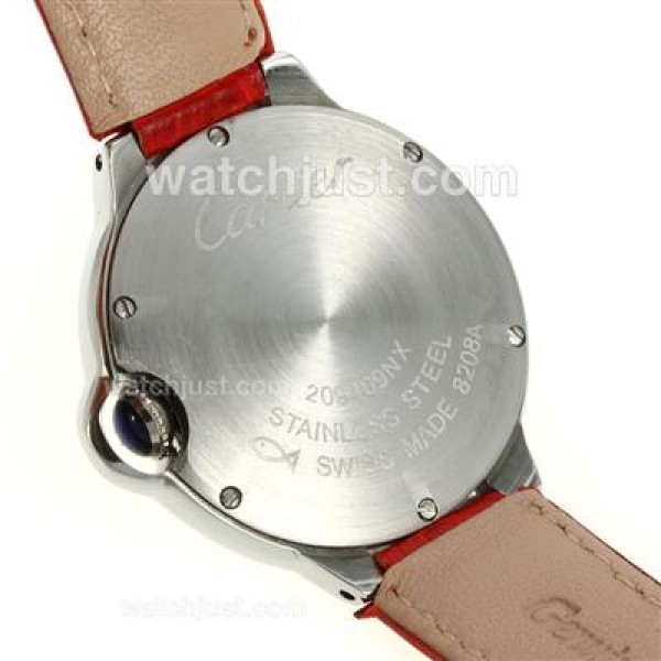 Cartier Ballon bleu de Cartier with White Dial-Red Leather Strap