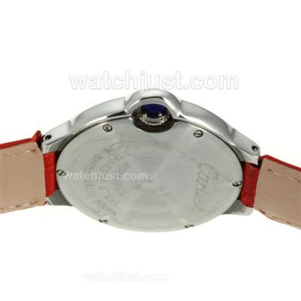 Cartier Ballon bleu de Cartier with White Dial-Red Leather Strap