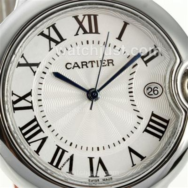 Cartier Ballon bleu de Cartier with White Dial-Red Leather Strap